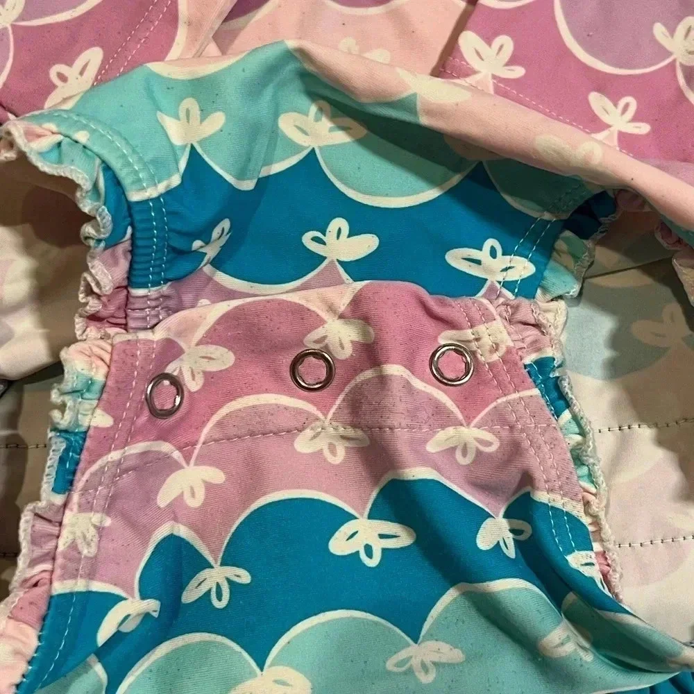 rufflebutts one piece rash guard size 12-18 months mermaid